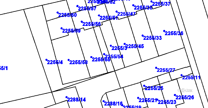 Parcela st. 2255/54 v KÚ Kylešovice, Katastrální mapa
