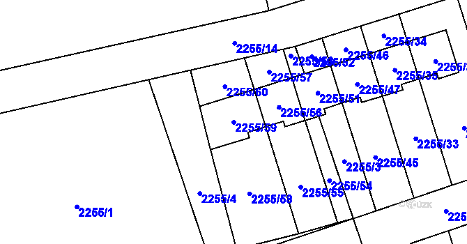 Parcela st. 2255/59 v KÚ Kylešovice, Katastrální mapa