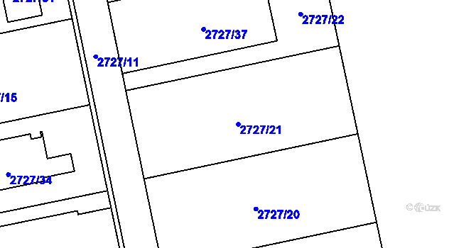 Parcela st. 2727/21 v KÚ Kylešovice, Katastrální mapa