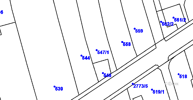 Parcela st. 547/1 v KÚ Kylešovice, Katastrální mapa