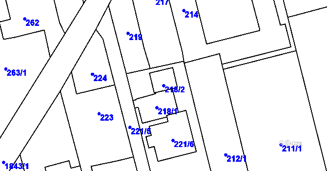 Parcela st. 218/2 v KÚ Kylešovice, Katastrální mapa