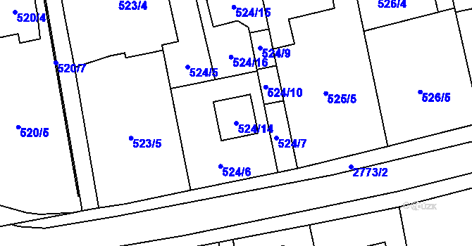 Parcela st. 524/14 v KÚ Kylešovice, Katastrální mapa