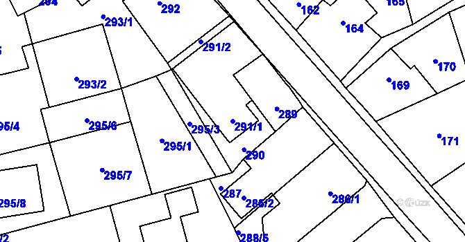 Parcela st. 291/1 v KÚ Kylešovice, Katastrální mapa