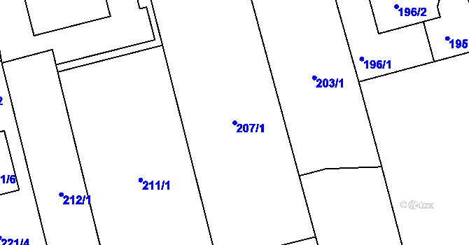 Parcela st. 207/1 v KÚ Kylešovice, Katastrální mapa