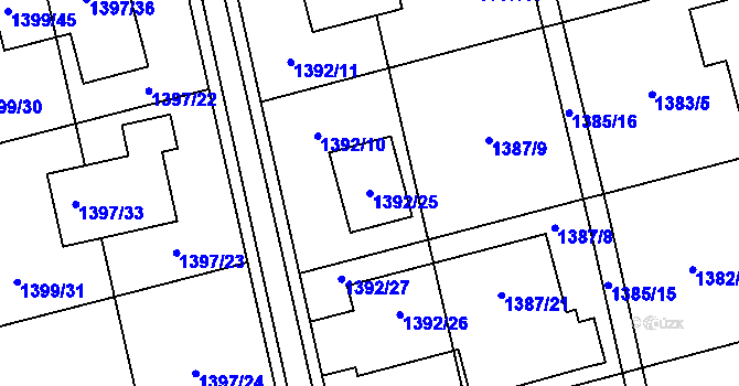 Parcela st. 1392/25 v KÚ Kylešovice, Katastrální mapa