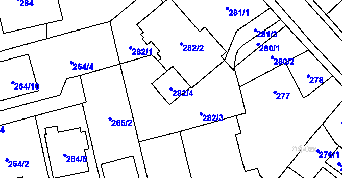 Parcela st. 282/4 v KÚ Kylešovice, Katastrální mapa