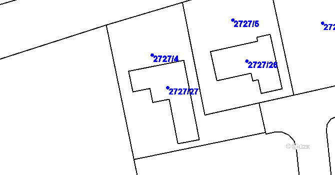 Parcela st. 2727/27 v KÚ Kylešovice, Katastrální mapa