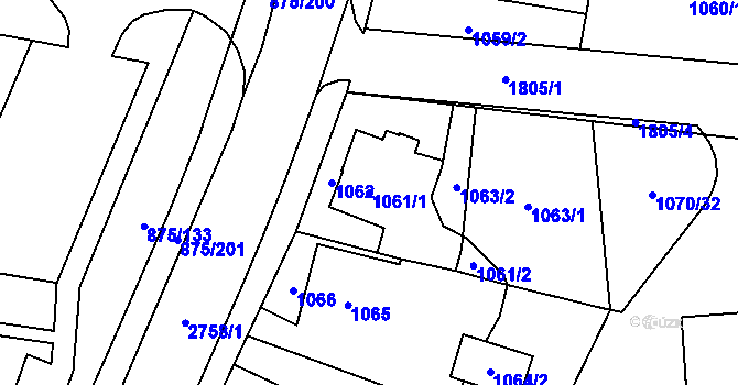 Parcela st. 1061/1 v KÚ Kylešovice, Katastrální mapa