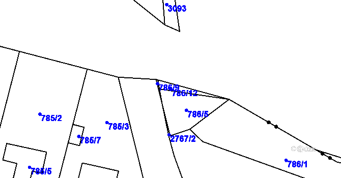 Parcela st. 786/12 v KÚ Kylešovice, Katastrální mapa