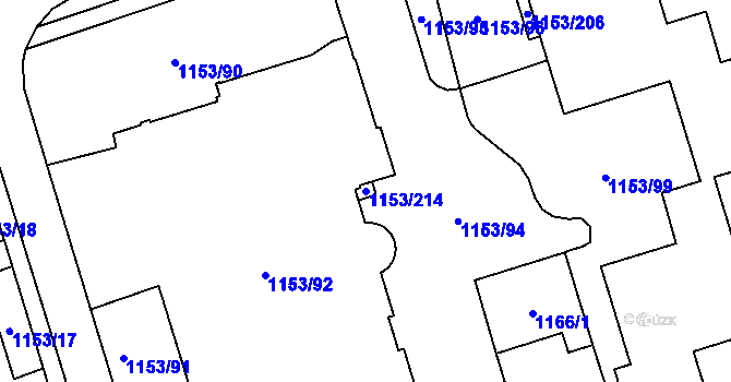 Parcela st. 1153/214 v KÚ Kylešovice, Katastrální mapa