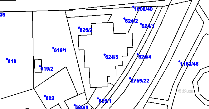 Parcela st. 624/5 v KÚ Kylešovice, Katastrální mapa