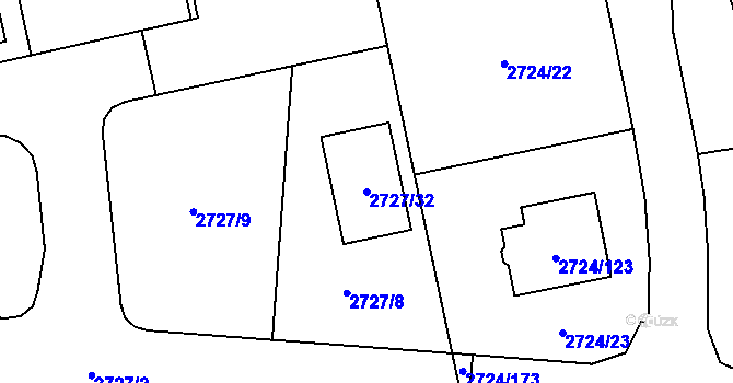 Parcela st. 2727/32 v KÚ Kylešovice, Katastrální mapa