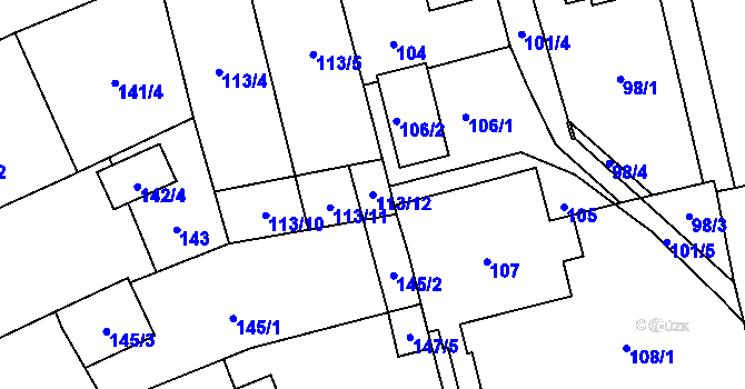 Parcela st. 113/12 v KÚ Kylešovice, Katastrální mapa