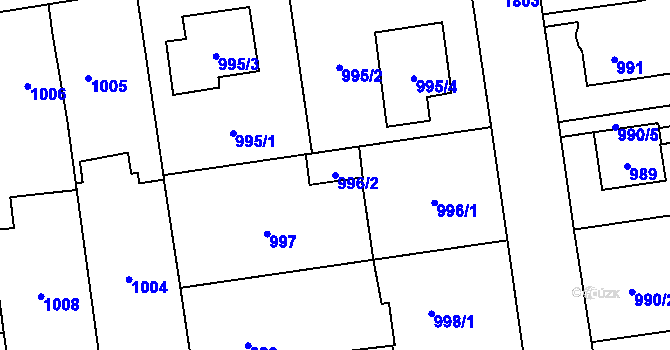 Parcela st. 996/2 v KÚ Kylešovice, Katastrální mapa