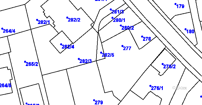 Parcela st. 282/5 v KÚ Kylešovice, Katastrální mapa