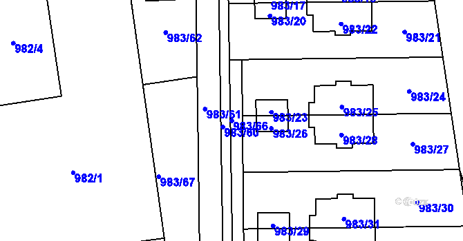 Parcela st. 983/66 v KÚ Kylešovice, Katastrální mapa