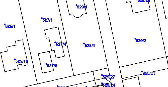 Parcela st. 528/1 v KÚ Kylešovice, Katastrální mapa