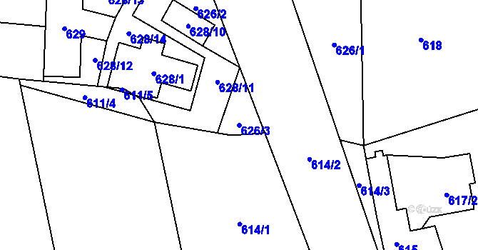 Parcela st. 626/3 v KÚ Kylešovice, Katastrální mapa