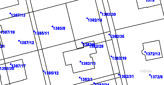 Parcela st. 1382/6 v KÚ Kylešovice, Katastrální mapa