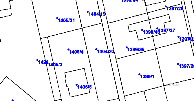 Parcela st. 1404/2 v KÚ Kylešovice, Katastrální mapa