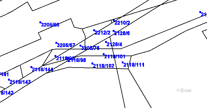 Parcela st. 2118/101 v KÚ Kylešovice, Katastrální mapa