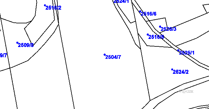Parcela st. 2504/7 v KÚ Kylešovice, Katastrální mapa