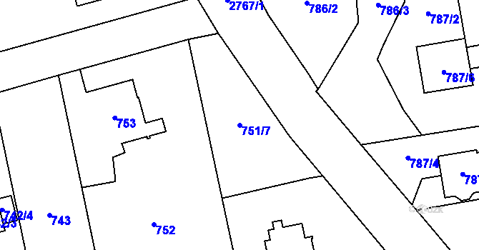 Parcela st. 751/7 v KÚ Kylešovice, Katastrální mapa