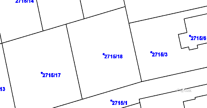 Parcela st. 2715/18 v KÚ Kylešovice, Katastrální mapa