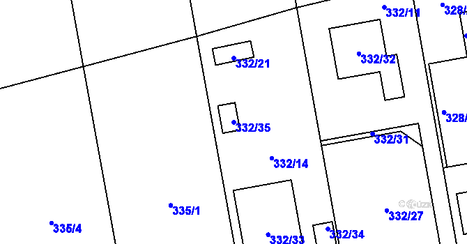 Parcela st. 332/35 v KÚ Kylešovice, Katastrální mapa
