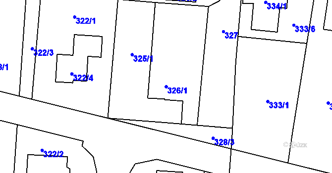 Parcela st. 326/1 v KÚ Komárov u Opavy, Katastrální mapa