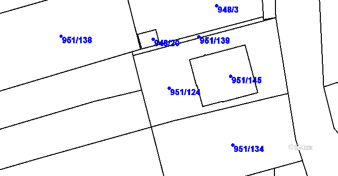 Parcela st. 951/124 v KÚ Komárov u Opavy, Katastrální mapa