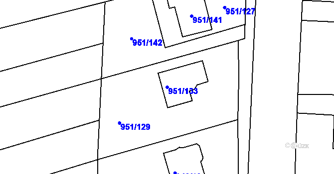 Parcela st. 951/133 v KÚ Komárov u Opavy, Katastrální mapa