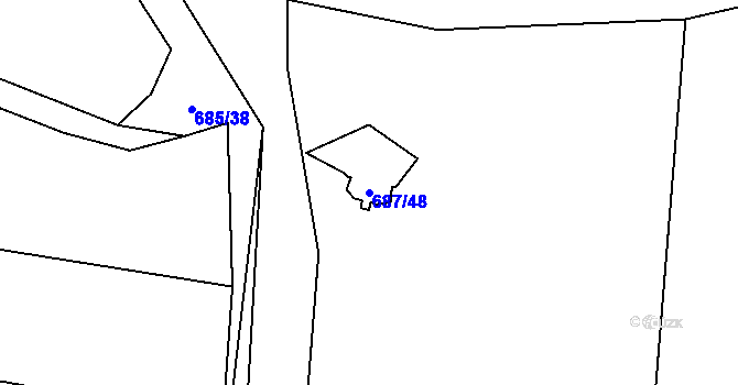 Parcela st. 687/48 v KÚ Komárov u Opavy, Katastrální mapa