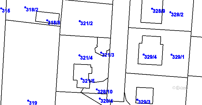 Parcela st. 321/3 v KÚ Komárov u Opavy, Katastrální mapa