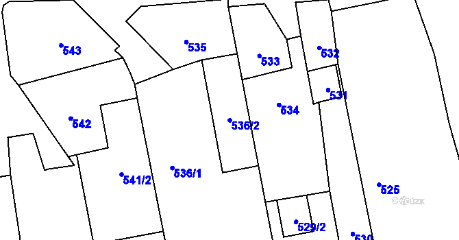 Parcela st. 536/2 v KÚ Komárov u Opavy, Katastrální mapa