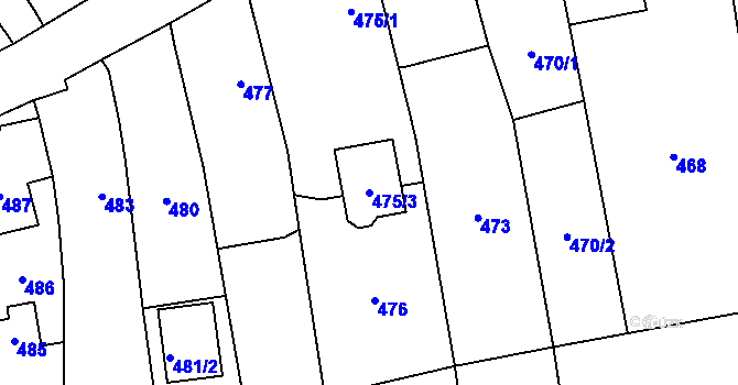 Parcela st. 475/3 v KÚ Komárov u Opavy, Katastrální mapa