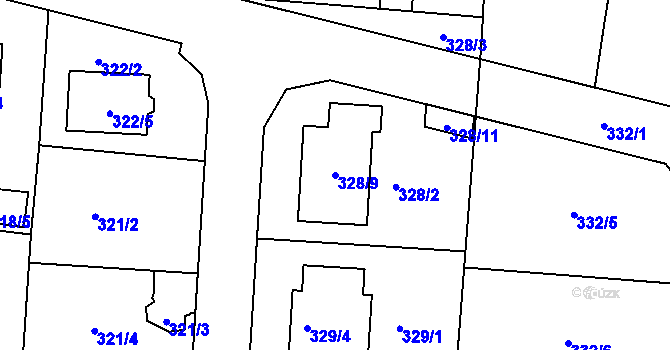 Parcela st. 328/9 v KÚ Komárov u Opavy, Katastrální mapa