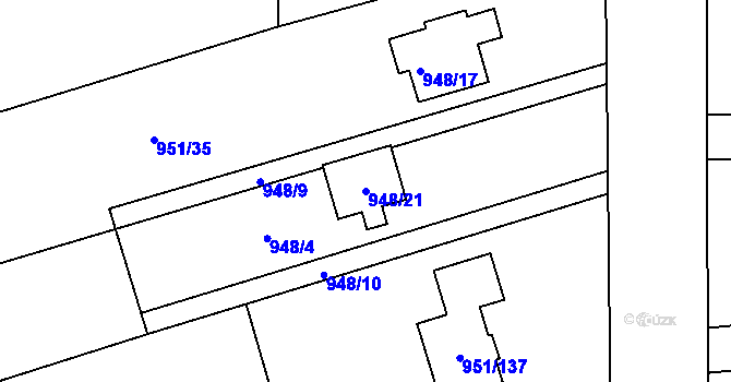 Parcela st. 948/21 v KÚ Komárov u Opavy, Katastrální mapa