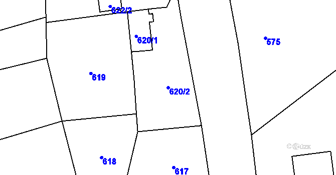 Parcela st. 620/2 v KÚ Komárov u Opavy, Katastrální mapa