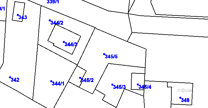 Parcela st. 345/5 v KÚ Komárov u Opavy, Katastrální mapa