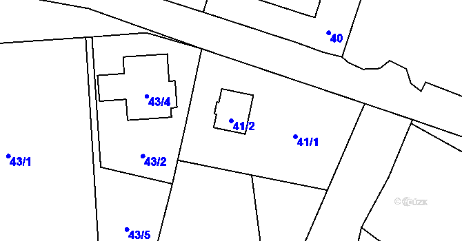 Parcela st. 41/2 v KÚ Komárov u Opavy, Katastrální mapa