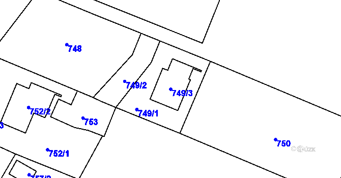 Parcela st. 749/3 v KÚ Komárov u Opavy, Katastrální mapa