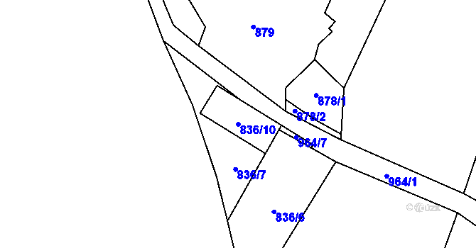 Parcela st. 836/10 v KÚ Komárov u Opavy, Katastrální mapa