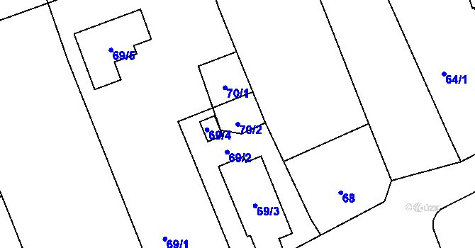 Parcela st. 70/2 v KÚ Komárov u Opavy, Katastrální mapa