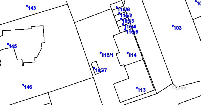 Parcela st. 115/1 v KÚ Komárov u Opavy, Katastrální mapa