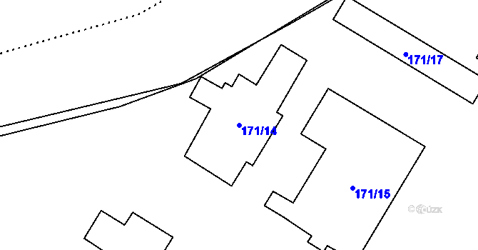 Parcela st. 171/14 v KÚ Komárov u Opavy, Katastrální mapa