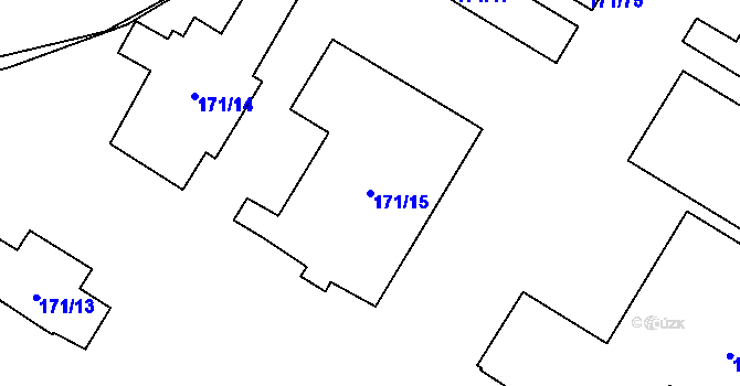 Parcela st. 171/15 v KÚ Komárov u Opavy, Katastrální mapa