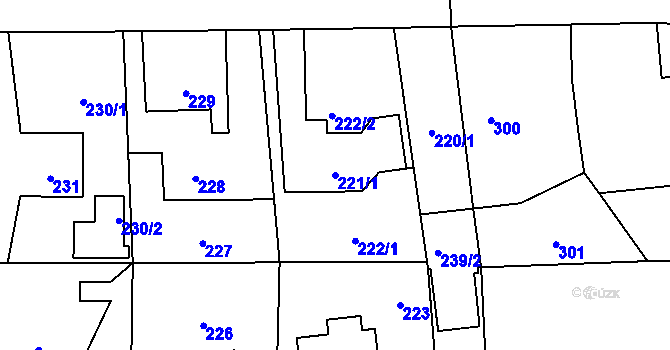 Parcela st. 221/1 v KÚ Komárov u Opavy, Katastrální mapa
