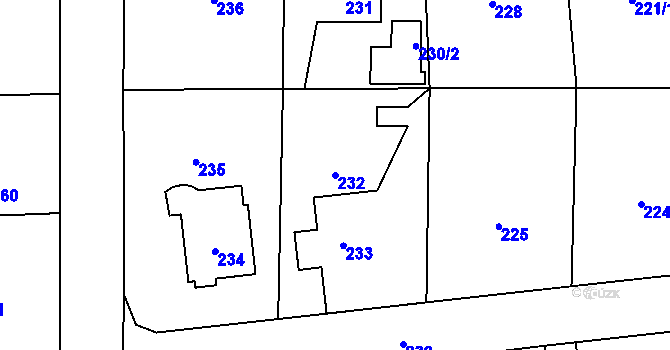 Parcela st. 232 v KÚ Komárov u Opavy, Katastrální mapa