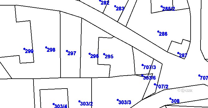 Parcela st. 295 v KÚ Komárov u Opavy, Katastrální mapa